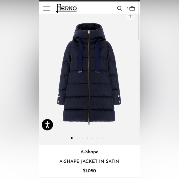 Herno A-Shape Down Jacket In Satin.  Color “New Blue”. Size 52. $1080 - Picture 3 of 16